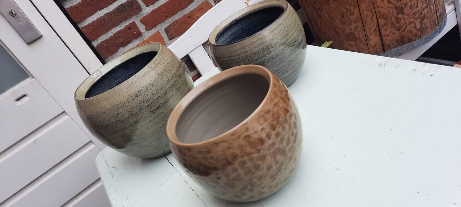 Prachtige PTMD bloempotten., Rond, Ophalen of Verzenden, Aardewerk, Minder dan 40 cm