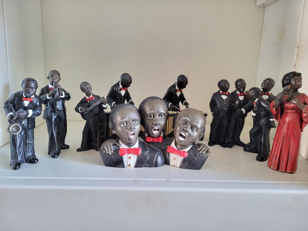 Vintage Beeldjes Jazz Band Muzikanten Decoratie, Verzamelen, Beelden en Beeldjes, Ophalen of Verzenden, Zo goed als nieuw, Dier