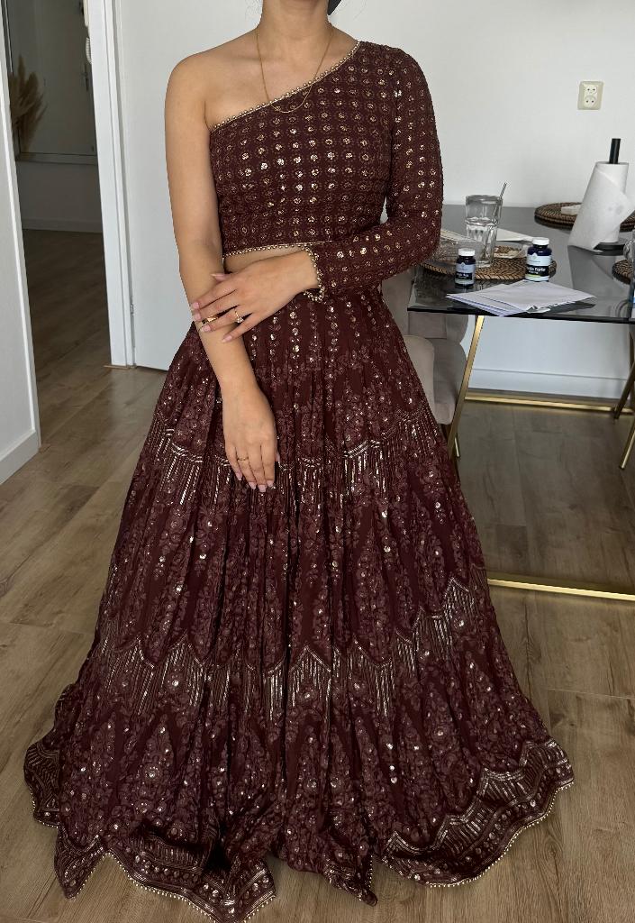 Lehenga indiase, Overige typen, Bruin, Nieuw, Ophalen