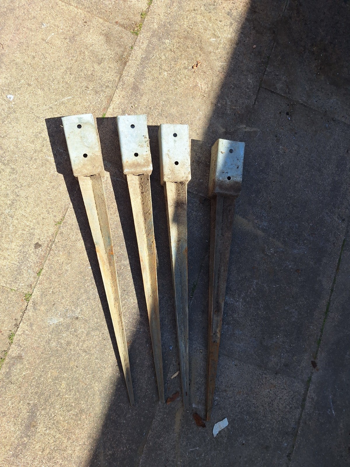 Schutting paalhouders - Set van 4, Ophalen of Verzenden, Gebruikt, IJzer
