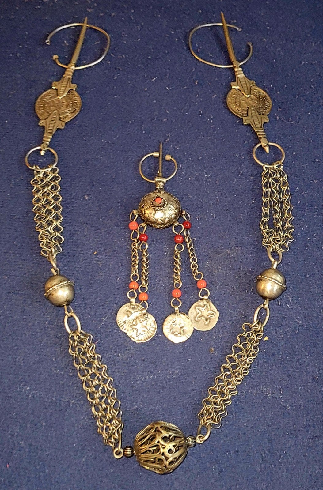 Fraaie Berberketting + fibula's + aparte fibula Marokko, Verzenden, Overige materialen, Ketting