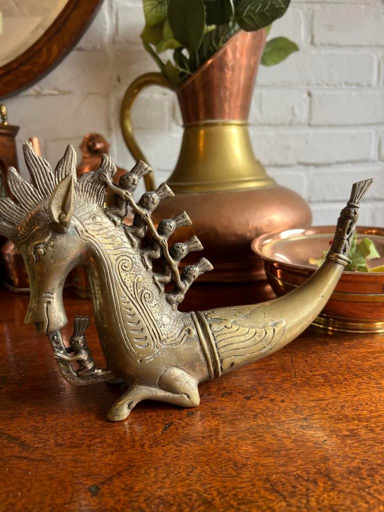 Antiek bronzen Naga Morsarang, 2-delig, Ophalen of Verzenden, Brons