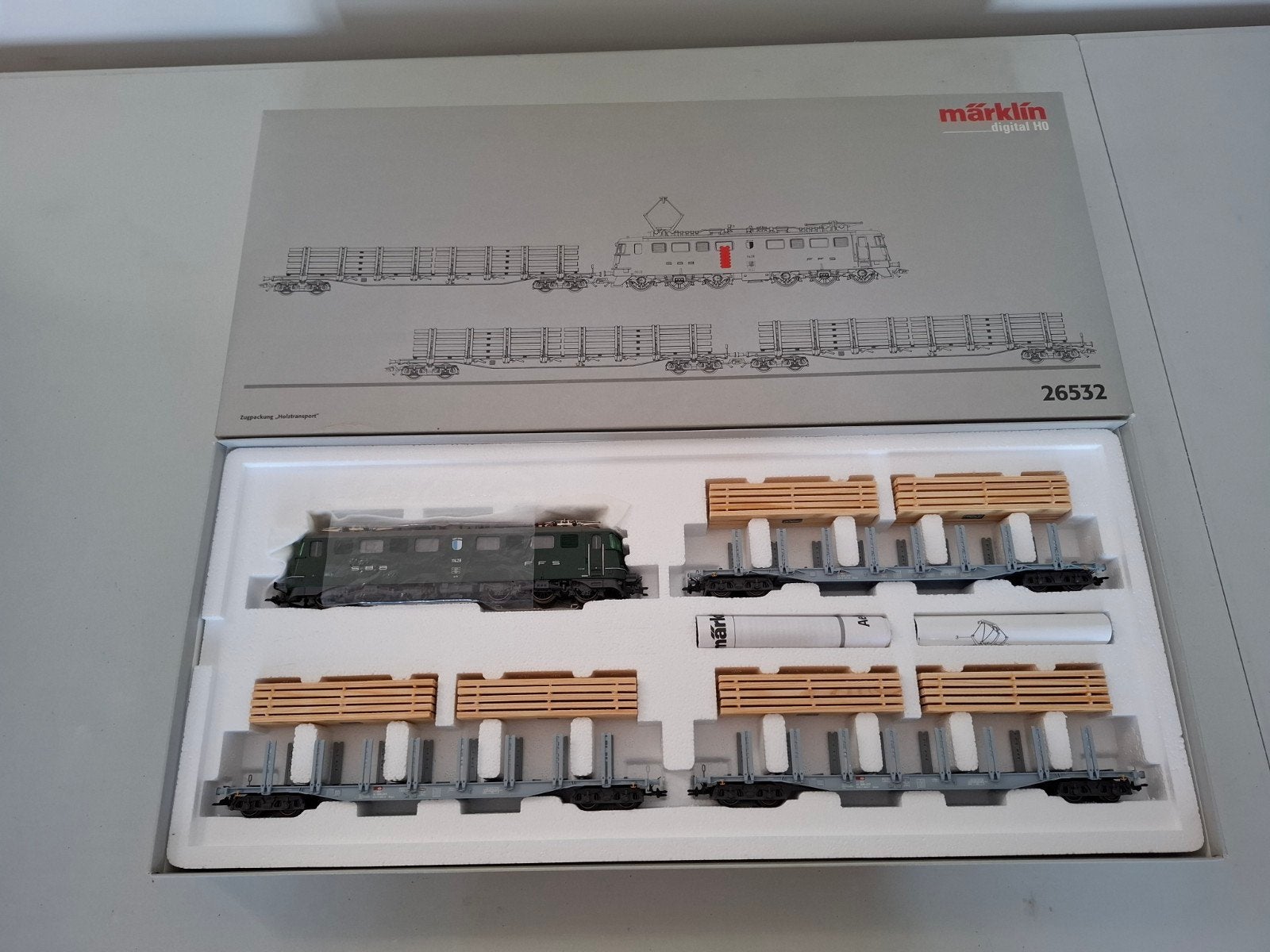 Marklin H0 26532 treinset "Houttransport" +Ae 6/6 van de SBB, Wisselstroom, Treinset, Nieuw, Ophalen of Verzenden