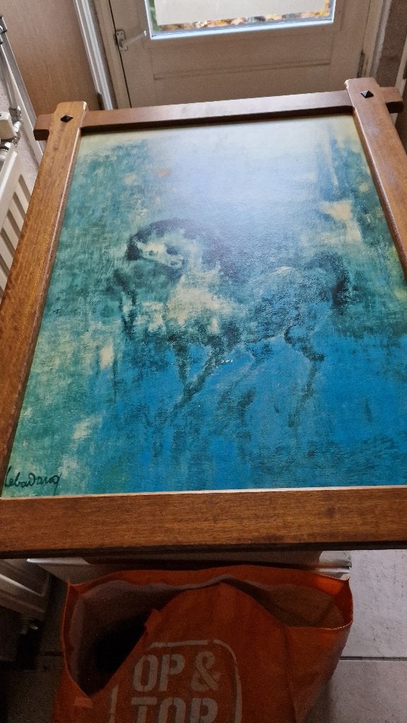 groot schilderij het gouden paard, Ophalen of Verzenden, Dieren