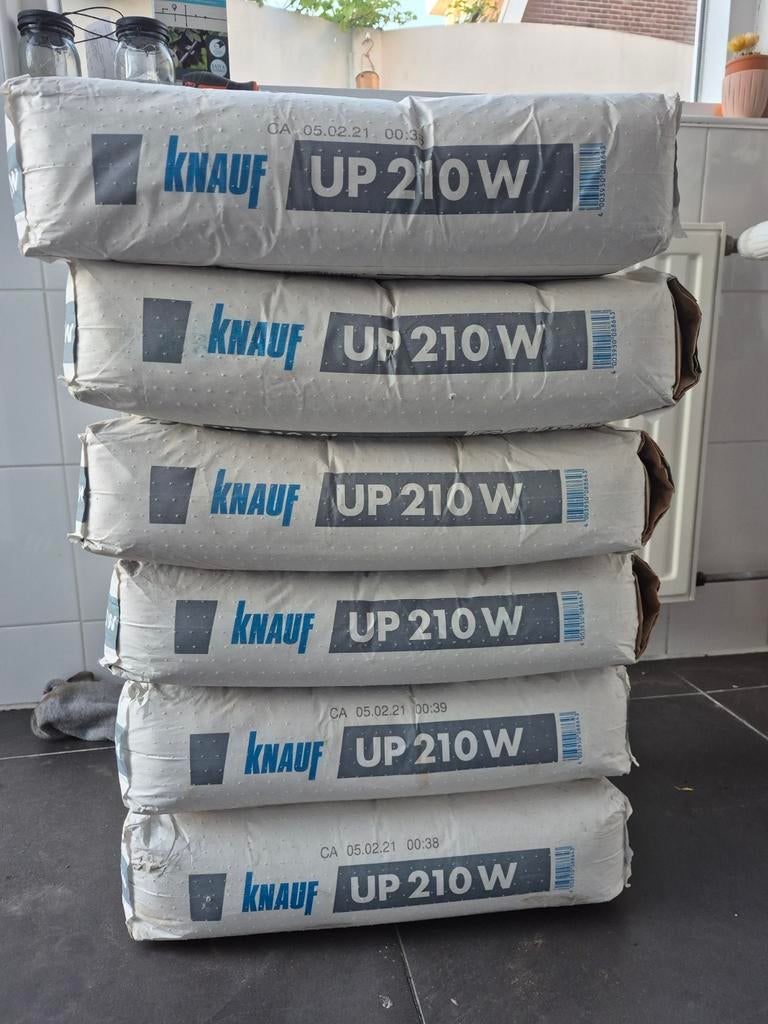 5 zakken Knauf Up210W, Ophalen, Overige materialen, Minder dan 4 cm, 15 m² of meer