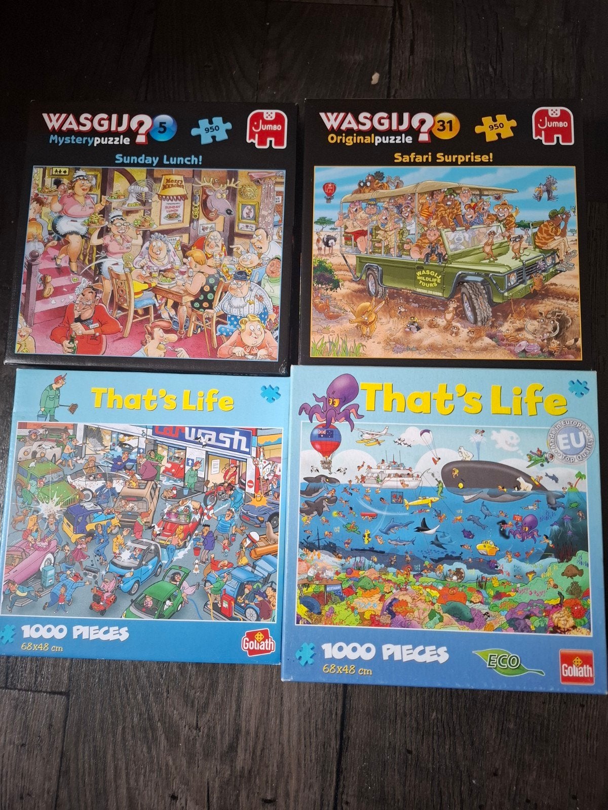 wasgij?puzzels en that's life puzzels, Ophalen of Verzenden, 500 t/m 1500 stukjes, Zo goed als nieuw