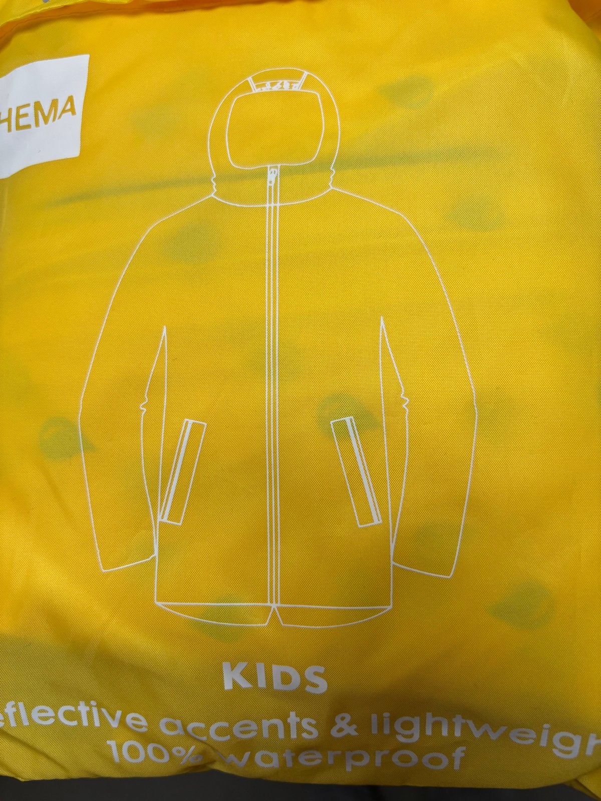 Hema Kids Opvouwbare Regenjas - Geel, 100% Waterdicht, Ophalen of Verzenden, Nieuw, Meisje