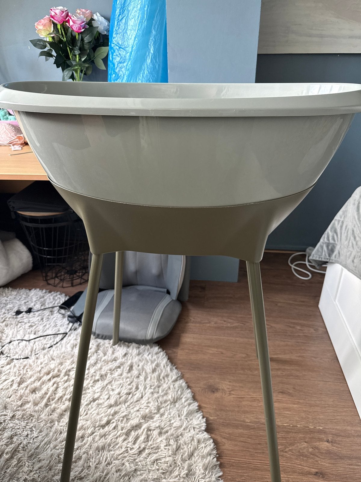 Babybadje met standaard - Grijs LUMA, Overige merken, Gebruikt, Ophalen of Verzenden, Badje