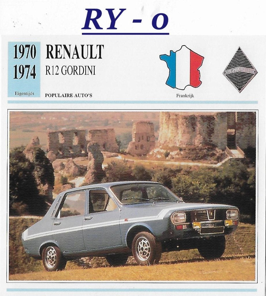 Ry0 autokaart renault r12 gordini ( 1970 - 1974 ), Ophalen of Verzenden, Zo goed als nieuw, Auto's
