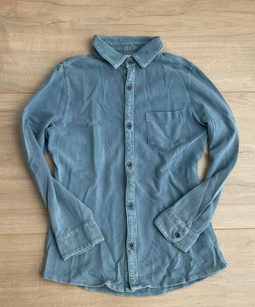 Lichtblauwe blouse/overhemd Zara maat 128, Ophalen of Verzenden, Gebruikt, Jongen of Meisje, Overhemd of Blouse
