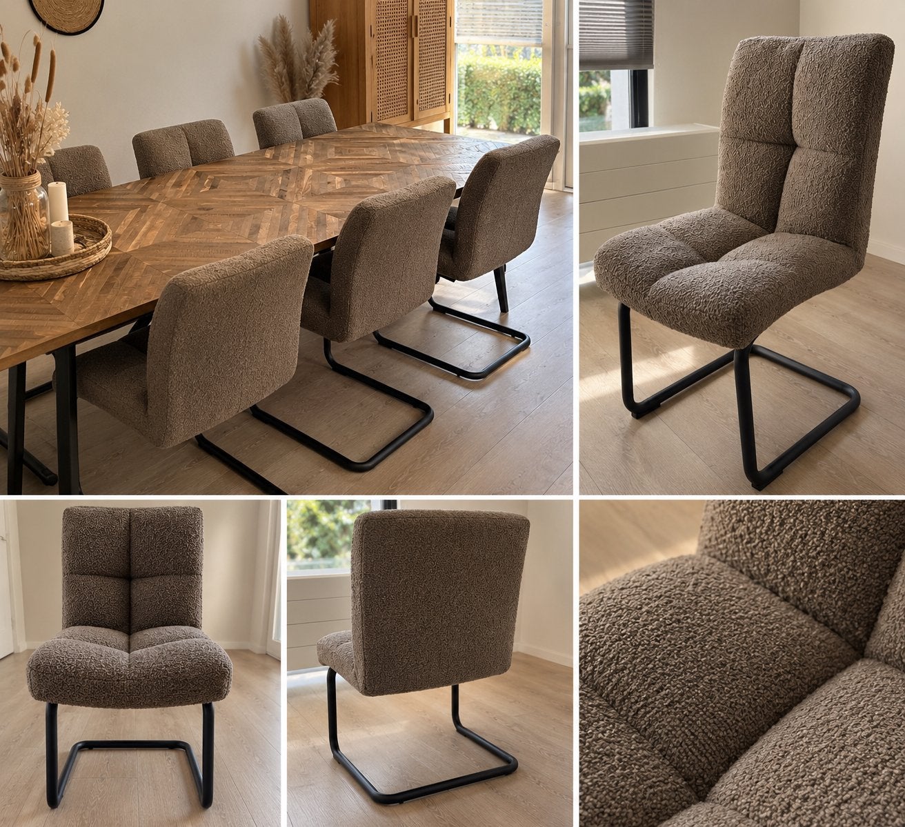 Taupe teddy eetkamerstoelen, Ophalen, Zo goed als nieuw
