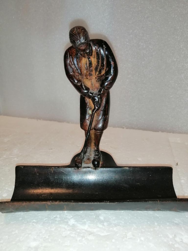Bronzen beeld van golfer, h16xl16xb9, Antiek en Kunst, Minder dan 20 cm, Ophalen of Verzenden, Handgemaakt, Zwart