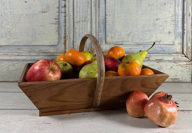 Vintage kleine houten pluk bak oogstbak fruitbak