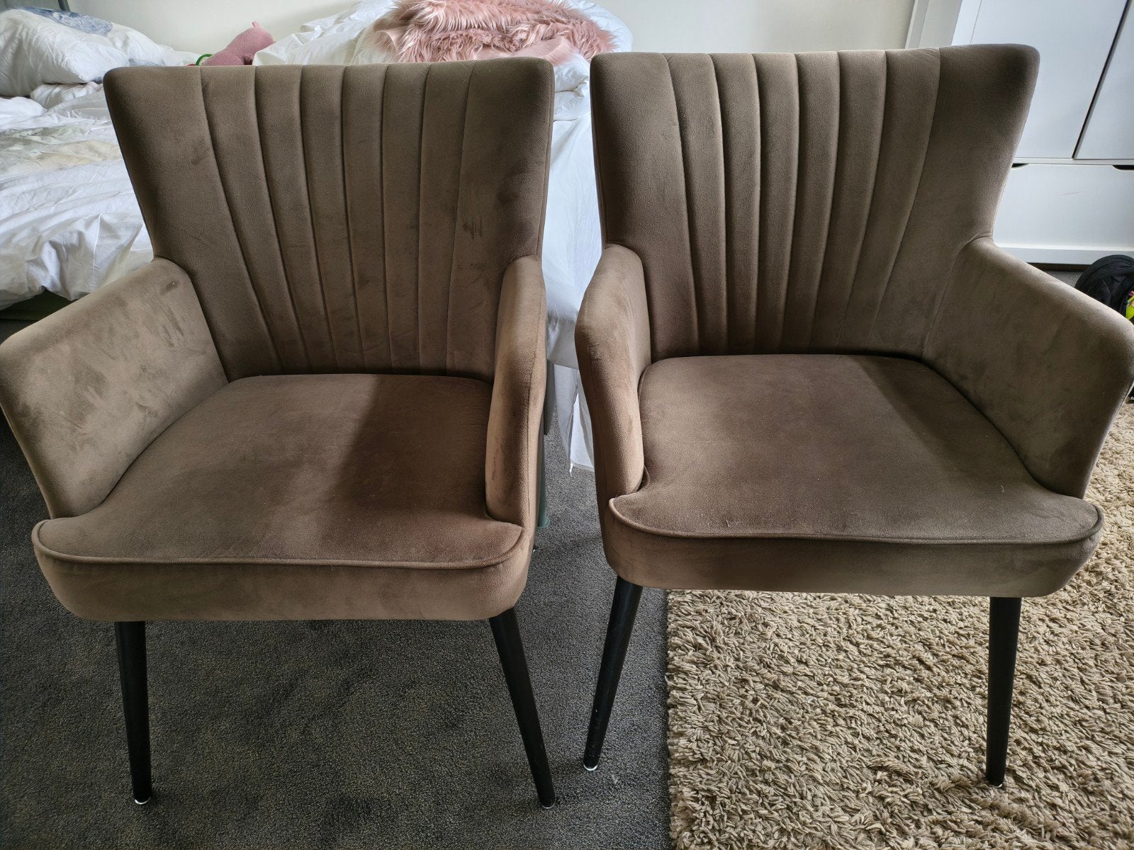 2 Goossens eetkamerstoelen - Zo goed als nieuw, Huis en Inrichting, Stoelen, Ophalen, Gebruikt, Bruin, Twee