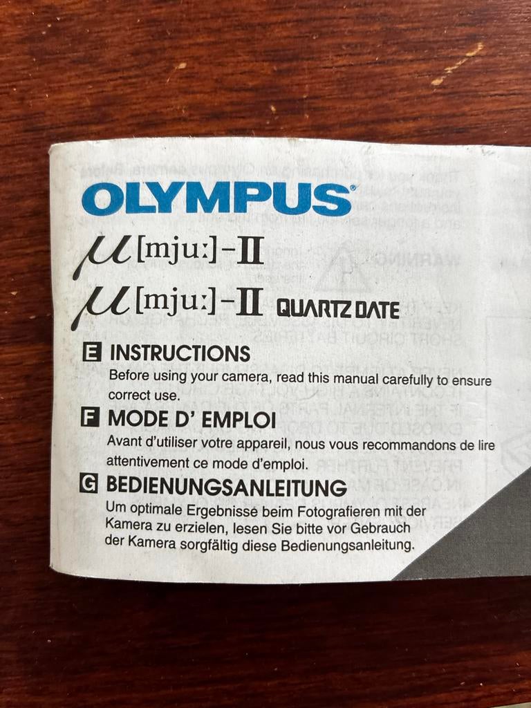 Olympus mju 2 handleiding, Audio, Tv en Foto, Fotocamera's Analoog, Ophalen of Verzenden, Zo goed als nieuw, Compact, Olympus