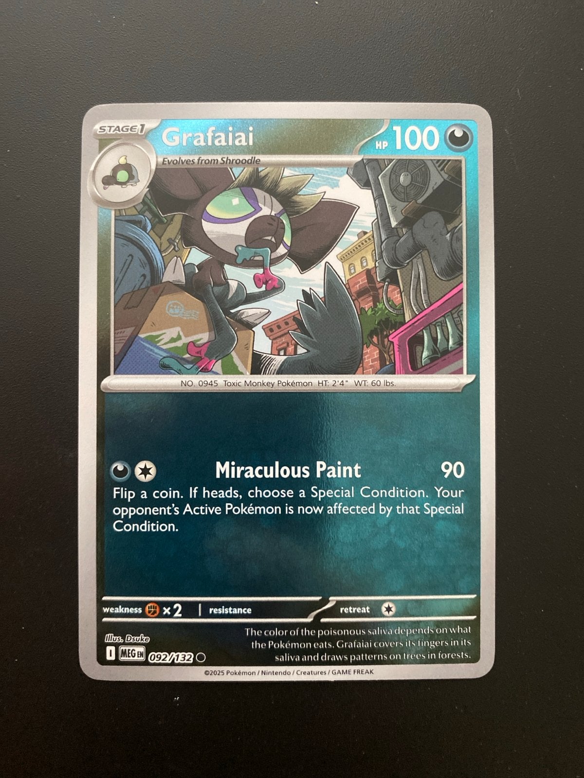 Grafaiai 092/132 Reverse Holo Mega Evolution, Ophalen of Verzenden, Nieuw, Losse kaart, Foil