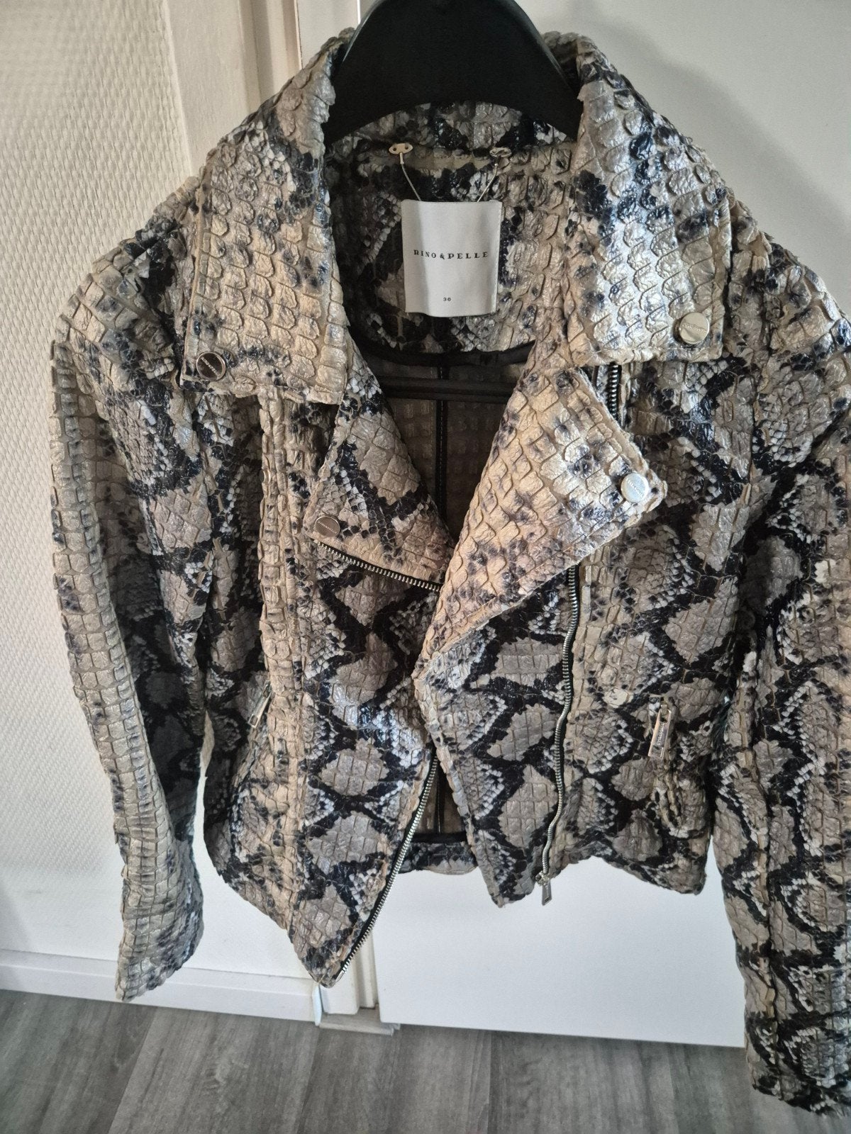 Rino & Pelle leren jas met slangenprint - Maat 36 (S), Meerkleurig, Ophalen of Verzenden, Zo goed als nieuw, Maat 36 (S)