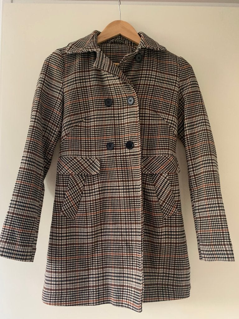 Geruit jas, Ophalen of Verzenden, Zo goed als nieuw, Maat 34 (XS) of kleiner, Beige