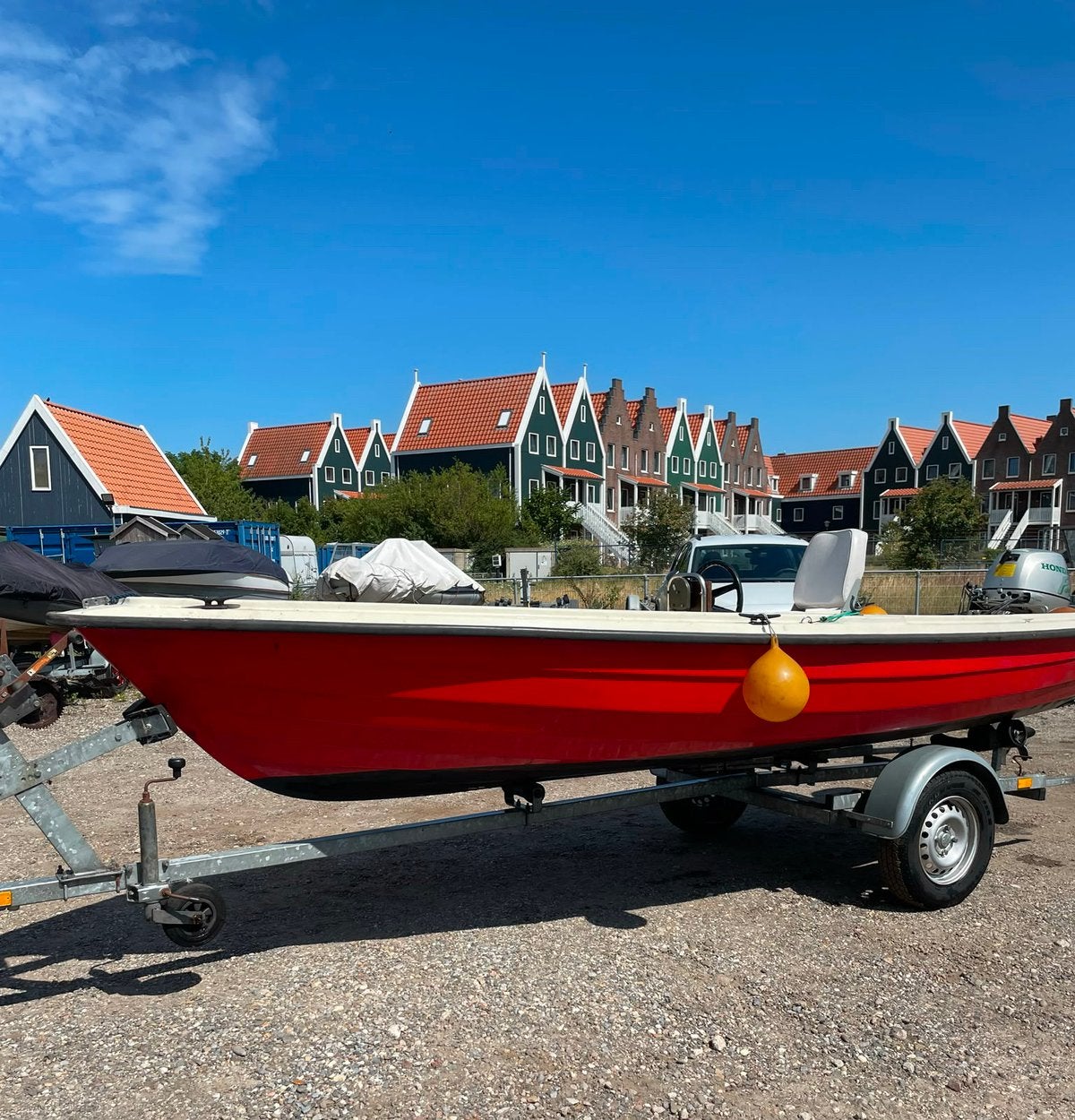 Elan Vis Toerboot 4,50 met Honda 8 PK 4tkt zgan Kalf Trailer, Ophalen, 8 pk, Gebruikt, Tot 10 pk