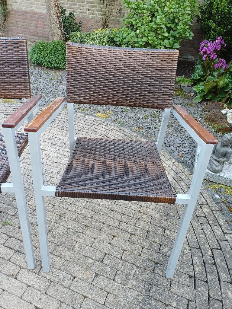 Tuinstoelen stapelbaar zes suks, Ophalen, Gebruikt, Metaal, Stapelbaar