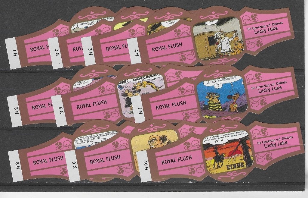 reeks 4601  lucky luke  1-10    sigarenbanden, Ophalen of Verzenden, Zo goed als nieuw, Sigarenbandjes