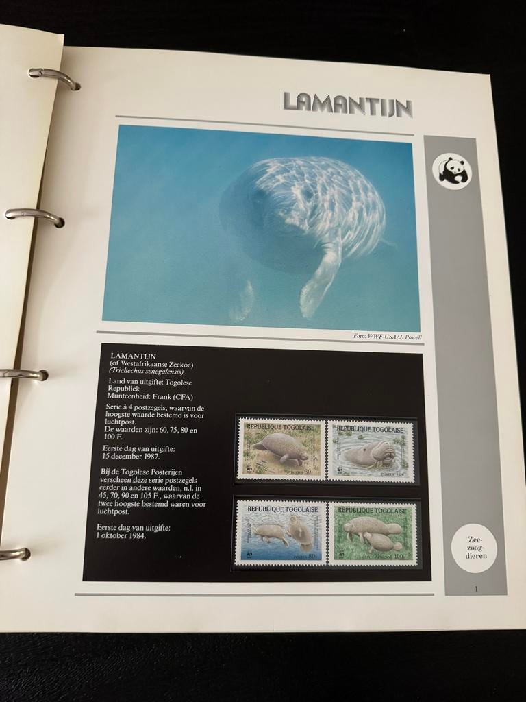 WWF Postzegelcollectie: Zeedieren (Lamantijn, Zeehond, Walvi, Postzegels en Munten, Verzenden, Gestempeld, Dier of Natuur