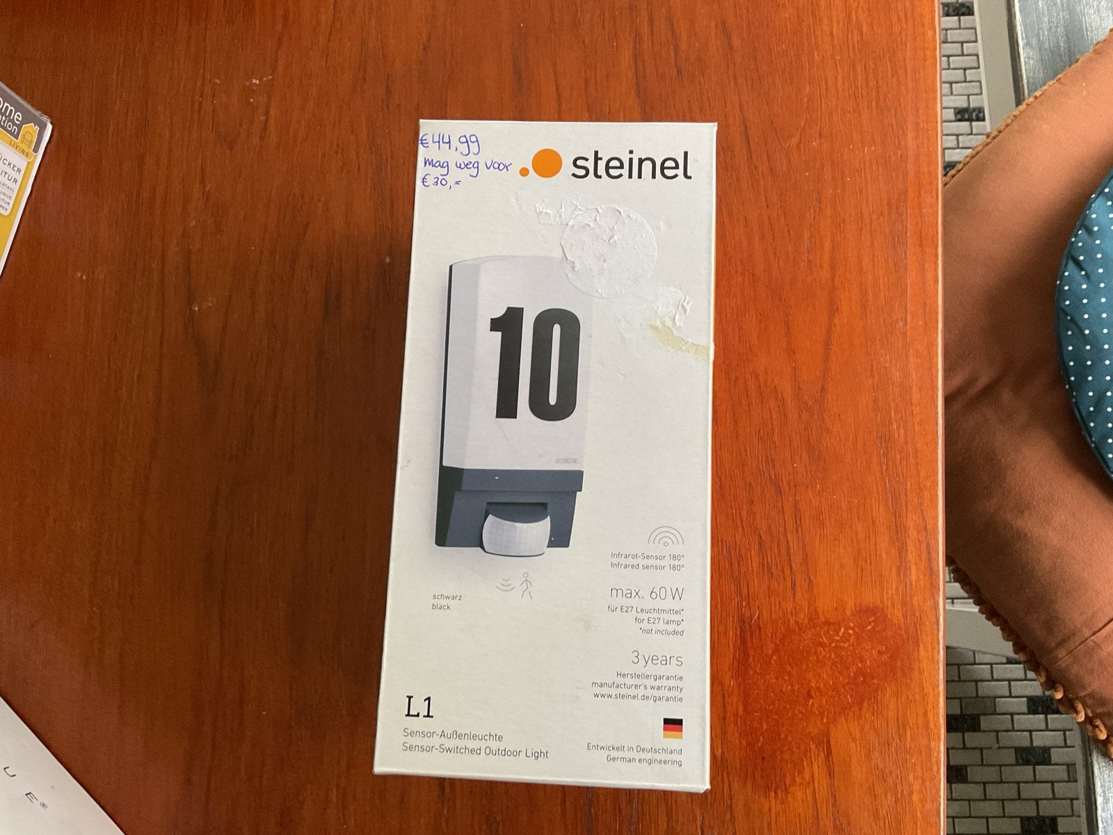 Steinel L1 Sensor-buitenlamp met huisnummer, Met sensor, Overige merken, Kunststof, Zwart