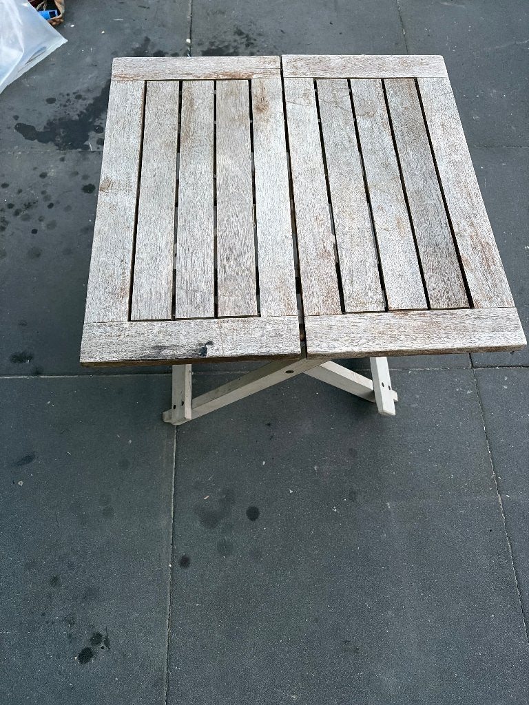 Houten inklapbaar bijzettafeltje, Tuin en Terras, Ophalen, Gebruikt, Rechthoekig, Hout