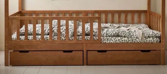 2 onderschuiflades voor bed Milo - Petite Amélie - walnoot, Ophalen, Zo goed als nieuw, 180 cm of meer, 85 tot 100 cm