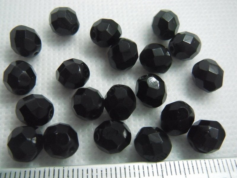 20 glas facet kralen 8mm. zwart, Ophalen of Verzenden, Nieuw, Kraal