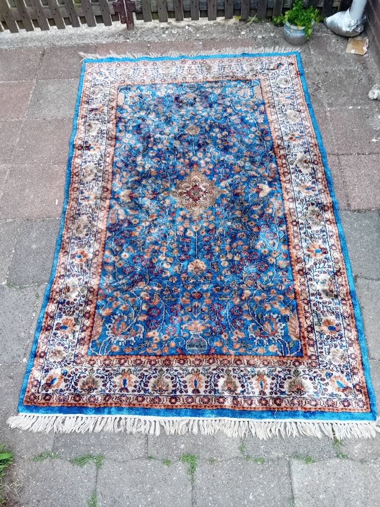 Perzisch wol zijden tapijt Isfahan handgeknoopt antiek, Gebruikt, Ophalen of Verzenden, 150 tot 200 cm, Isfahan