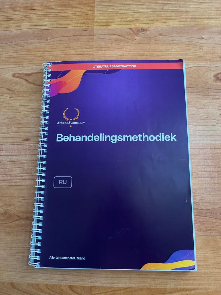 AthenaSummary Behandelingsmethodiek RU Literatuursamenvattin, Ophalen of Verzenden, Gamma, Zo goed als nieuw, WO