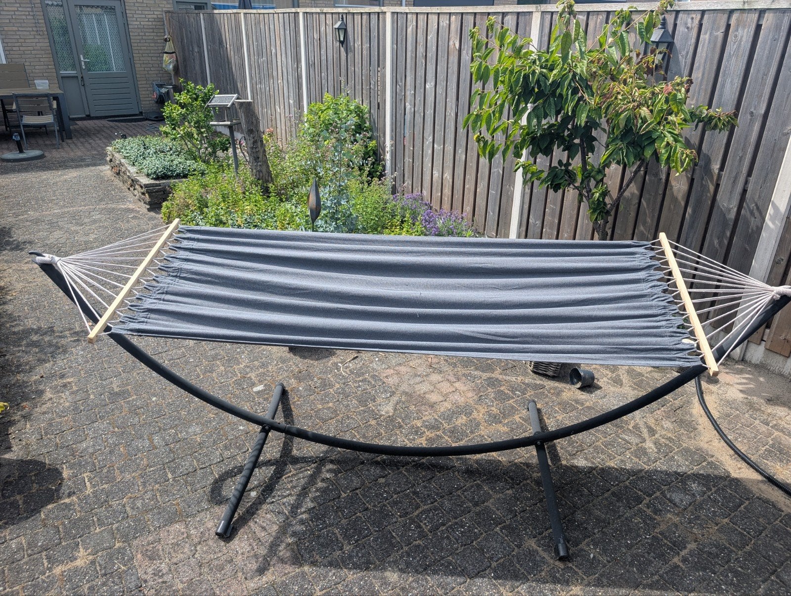 Hangmat (nieuw) met standaard. Eventueel 2de hangmat, Tuin en Terras, Hangmatten, Ophalen, Gebruikt, Inklapbaar, Eenpersoons