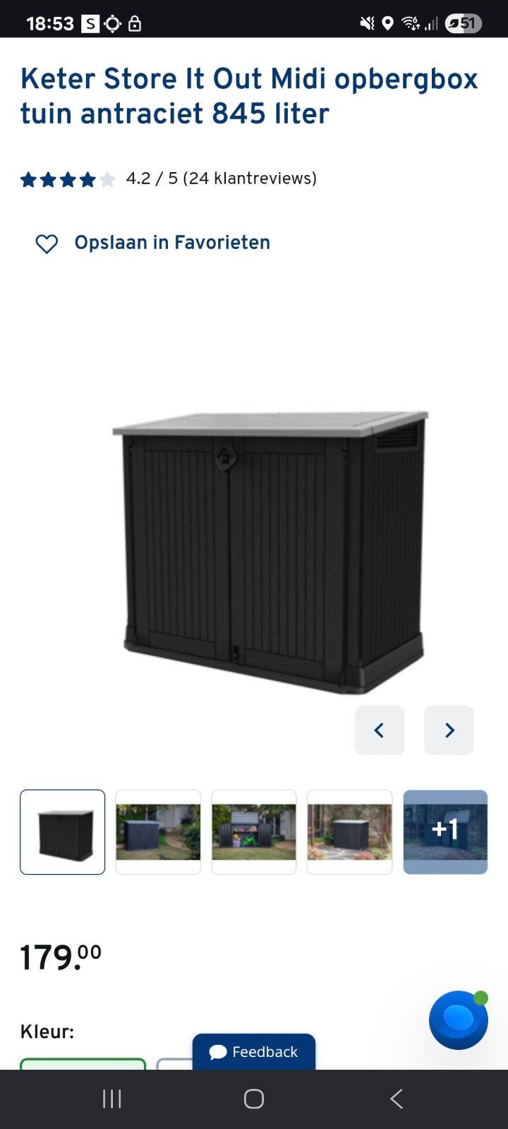 Keter opbergbox tuin antraciet kliko container ombouw, Tuin en Terras, Bergingen en Tuinkasten, Ophalen, Gebruikt