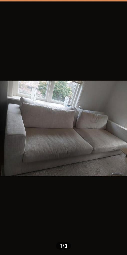 Goossens 4-zits bank GS-1505 - Roomwit - 273cm breed, Ophalen, 250 tot 300 cm, Gebruikt, 100 tot 125 cm