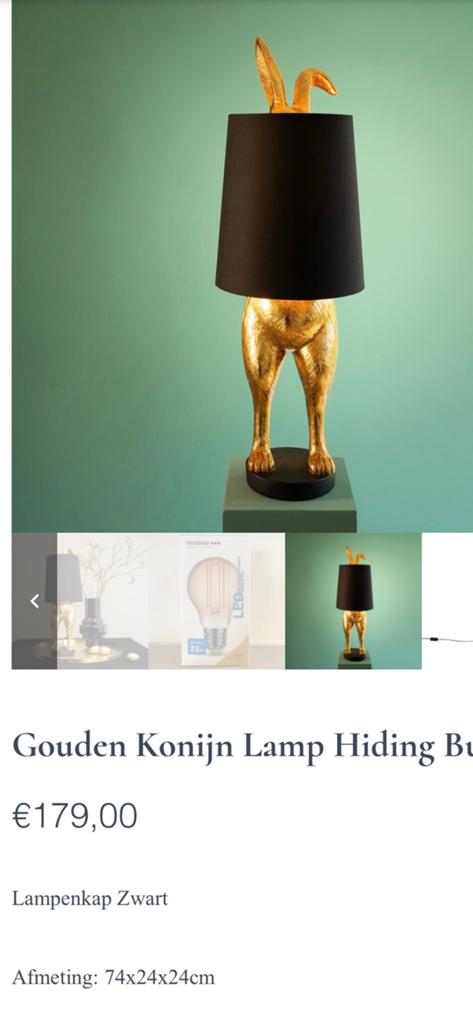 Nieuwe Hiding Bunny lamp goud met roze kap, Ophalen of Verzenden, Nieuw