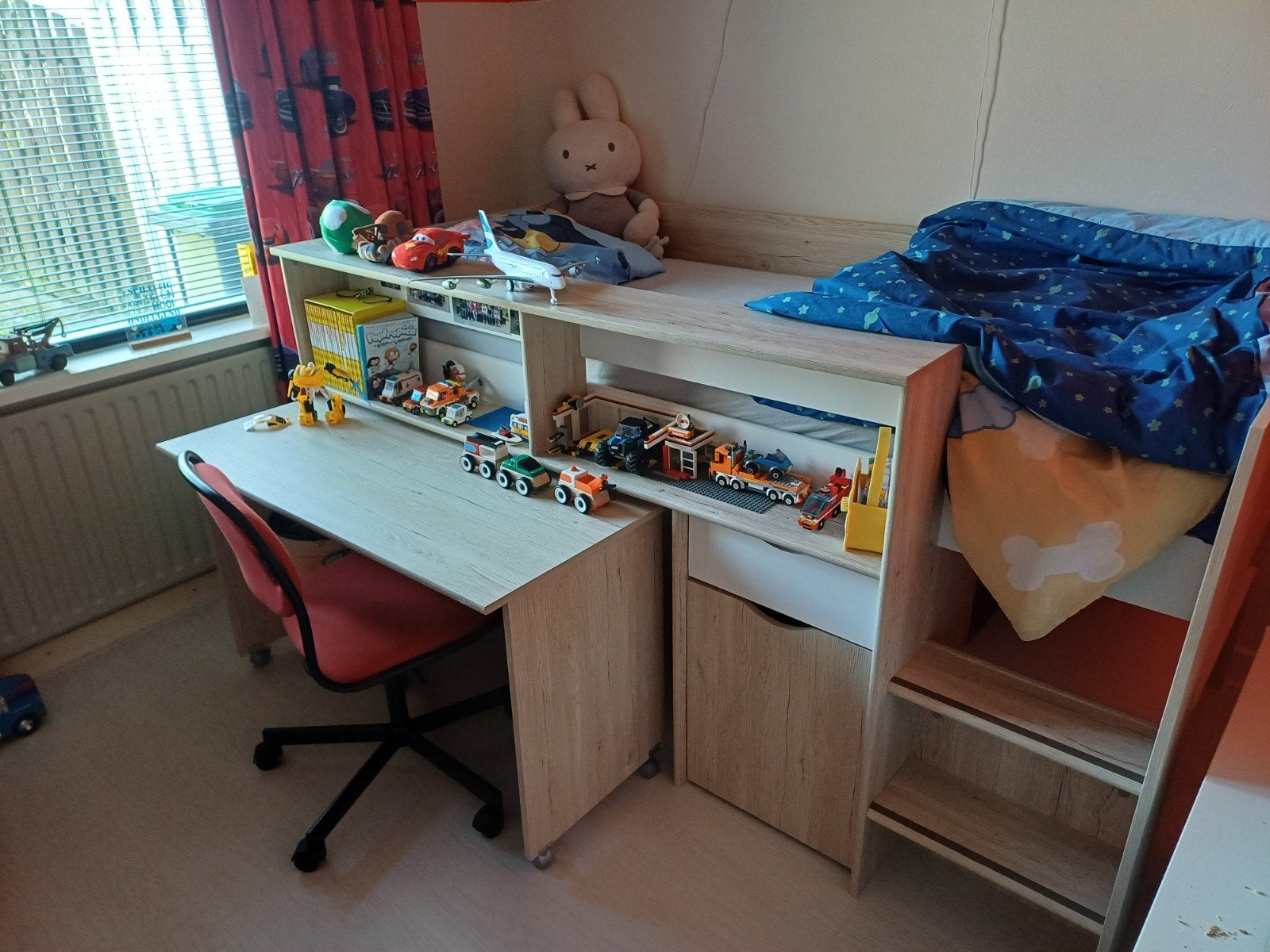 Hoogslaper met bureau en opbergruimte, Ophalen, Gebruikt, Eenpersoons, 200 cm
