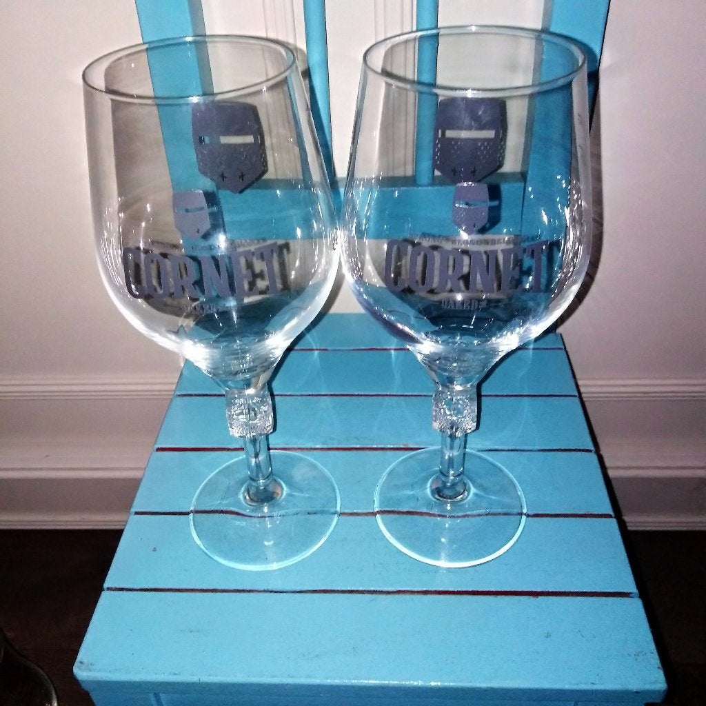 Cornet Strong-Blond Belgian Oaked bierglazen set van 2, Ophalen, Gebruikt, Glas of Glazen, Overige merken