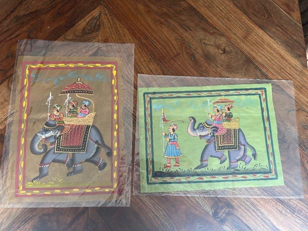 India handbeschilderd doek schilderij Indiase handwerk, Nieuw, Ophalen of Verzenden, https://verburgtvintage.nl/#contact, Schipluidenlaan 20 5035KJ Tilburg