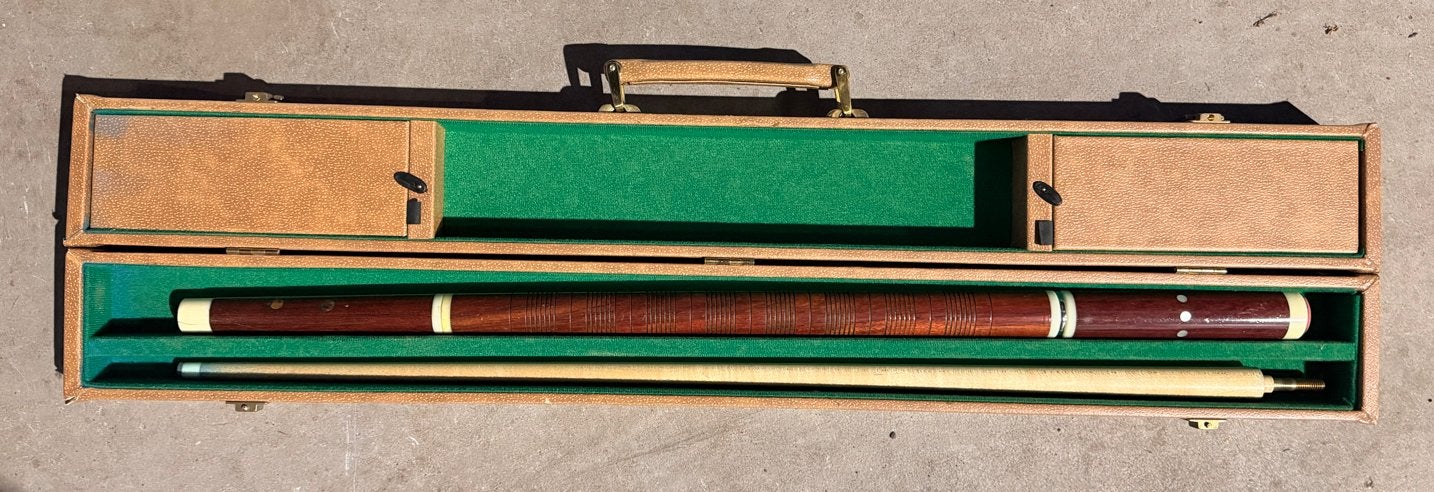 Vintage Biljartkeu met Koffer en Accessoires, Verzenden, Zo goed als nieuw, Keu of Ballen