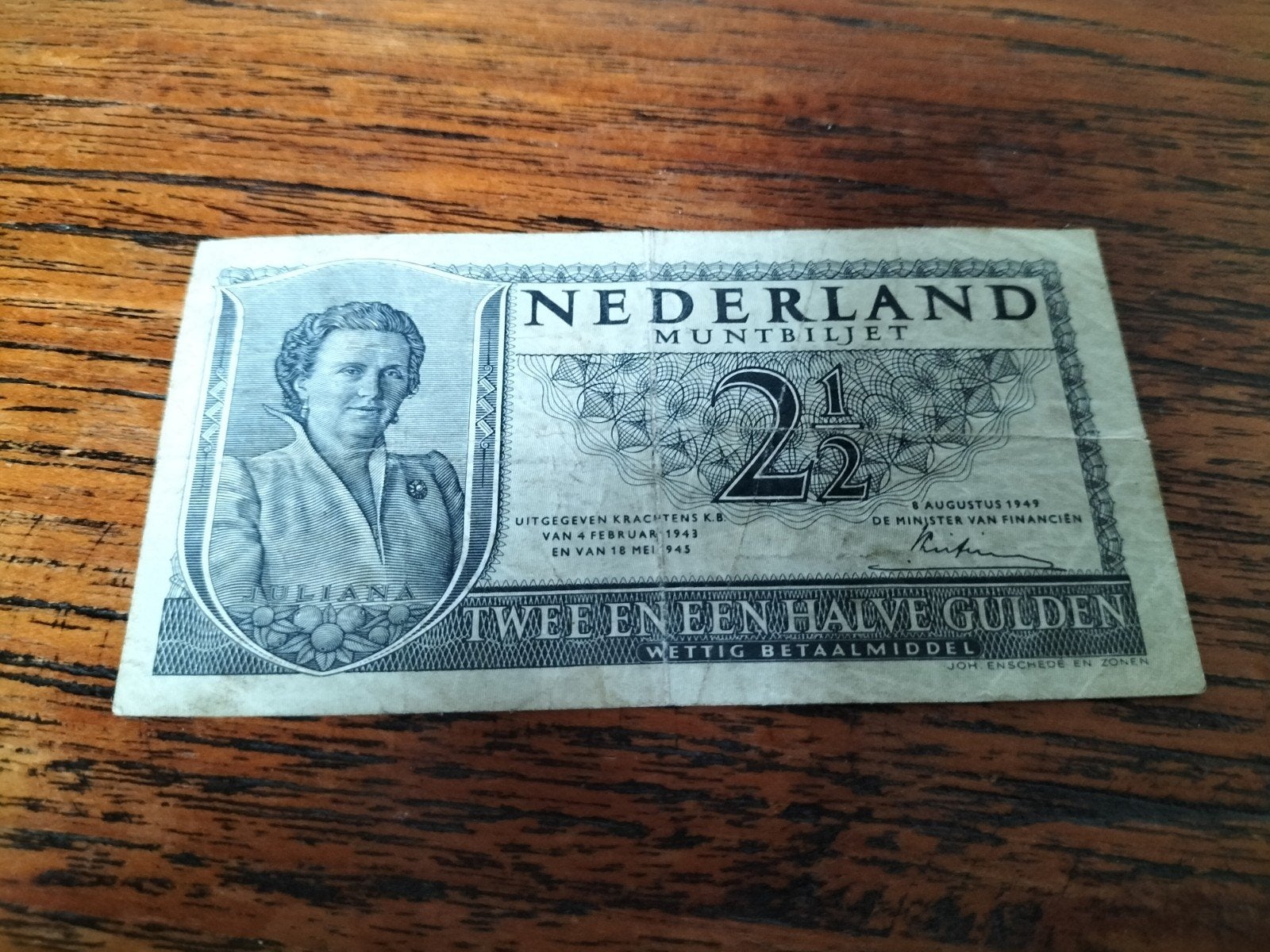 Zeldzaam 2,5 Gulden Muntbiljet Nederland 1949 Juliana, Ophalen of Verzenden, 2½ gulden, Los biljet