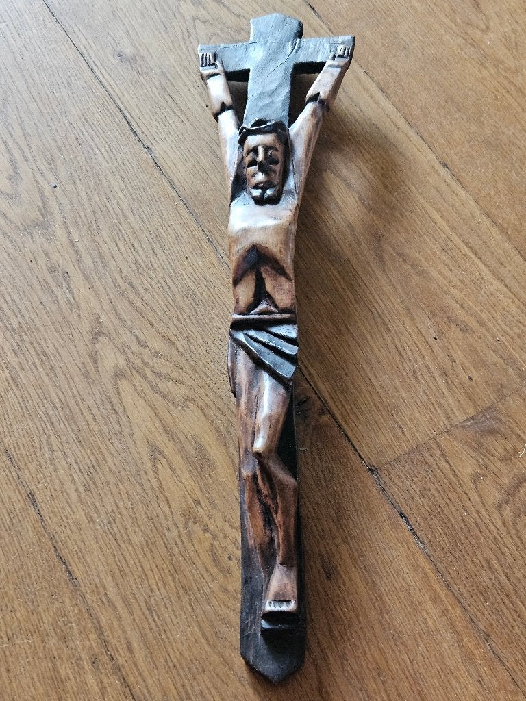 Afrikaans houten kruisbeeld, Antiek en Kunst, Antiek | Religie, Ophalen of Verzenden