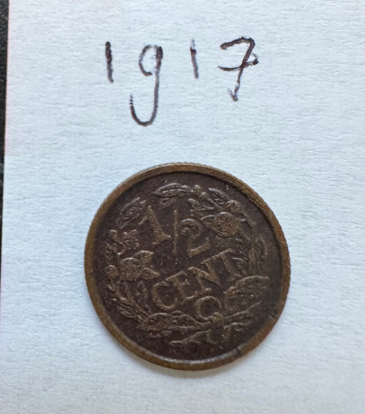 1/2 brons halve cent 1917 koninkrijk der Nederlanden munt, Ophalen of Verzenden, Koningin Wilhelmina, Overige waardes