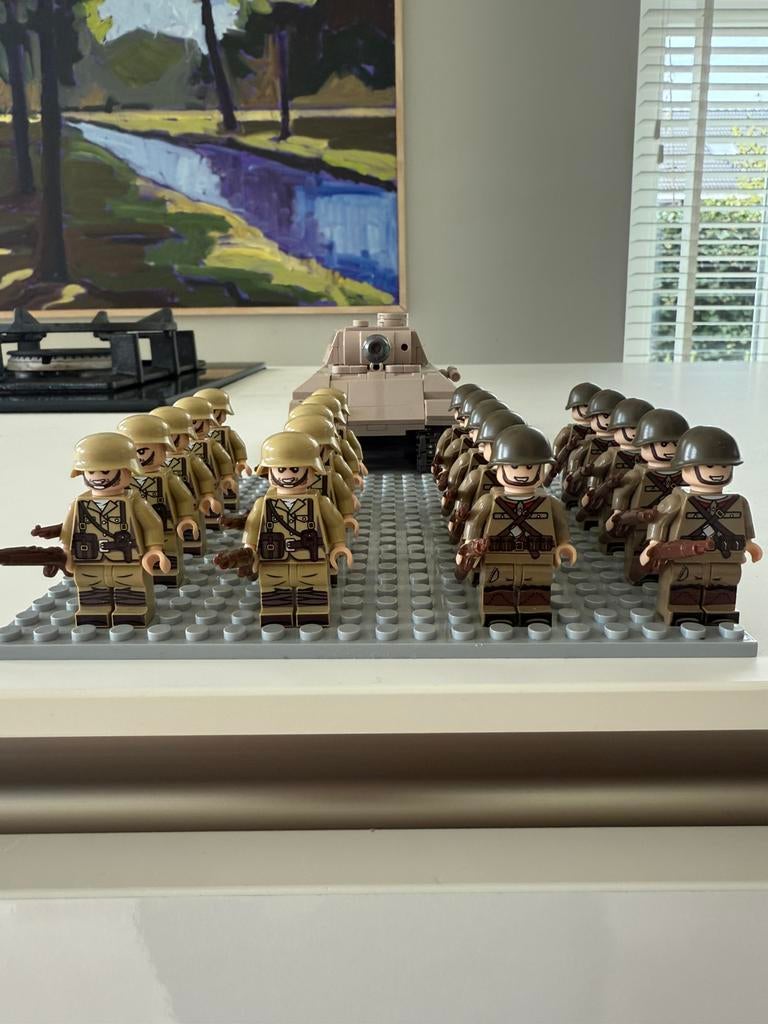 Lego WW2 S.U en Duitse soldaatjes + Panther tank, Ophalen of Verzenden, Zo goed als nieuw, Minifiguur
