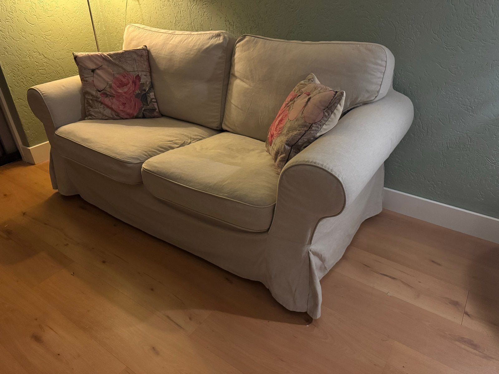 IKEA Ektorp 2-zitsbank beige met extra hoezen, Ophalen, Tweepersoons, 75 tot 100 cm, Zo goed als nieuw