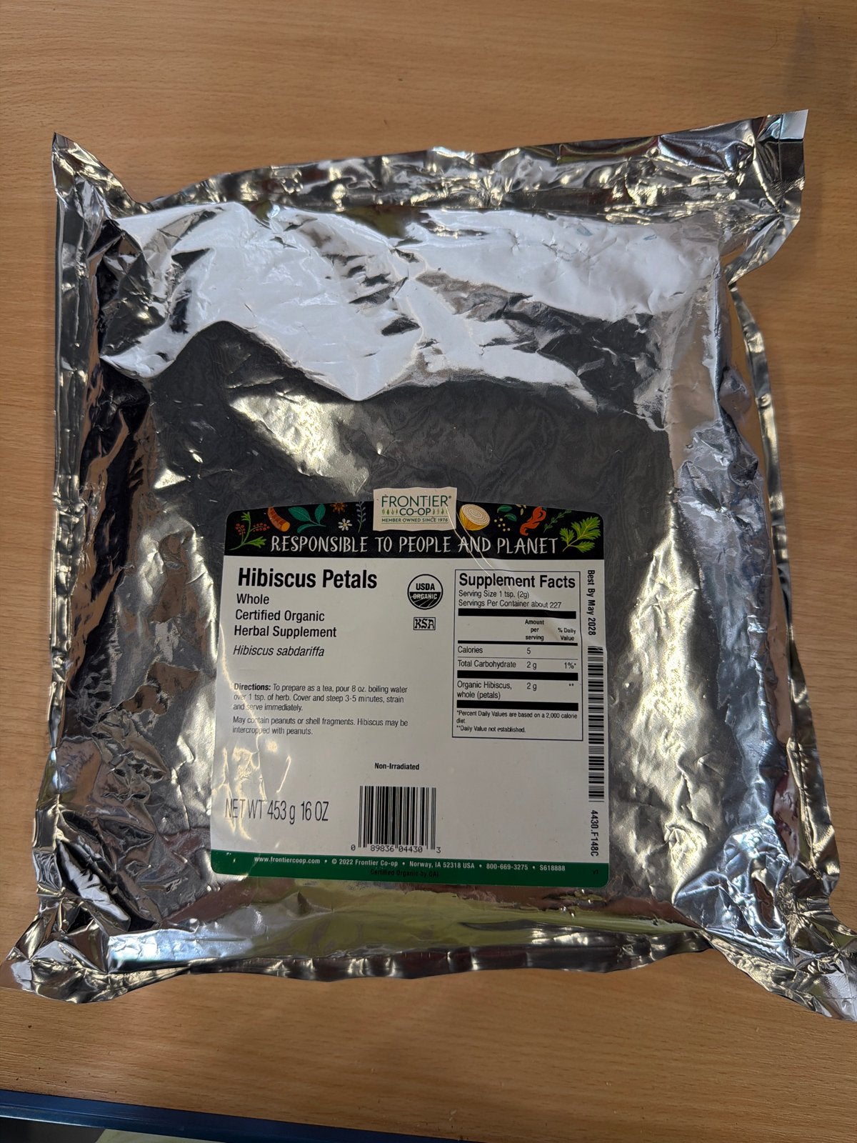 Biologische Hibiscusbloemen (Whole) – 454 g, Diversen, Levensmiddelen, Ophalen of Verzenden