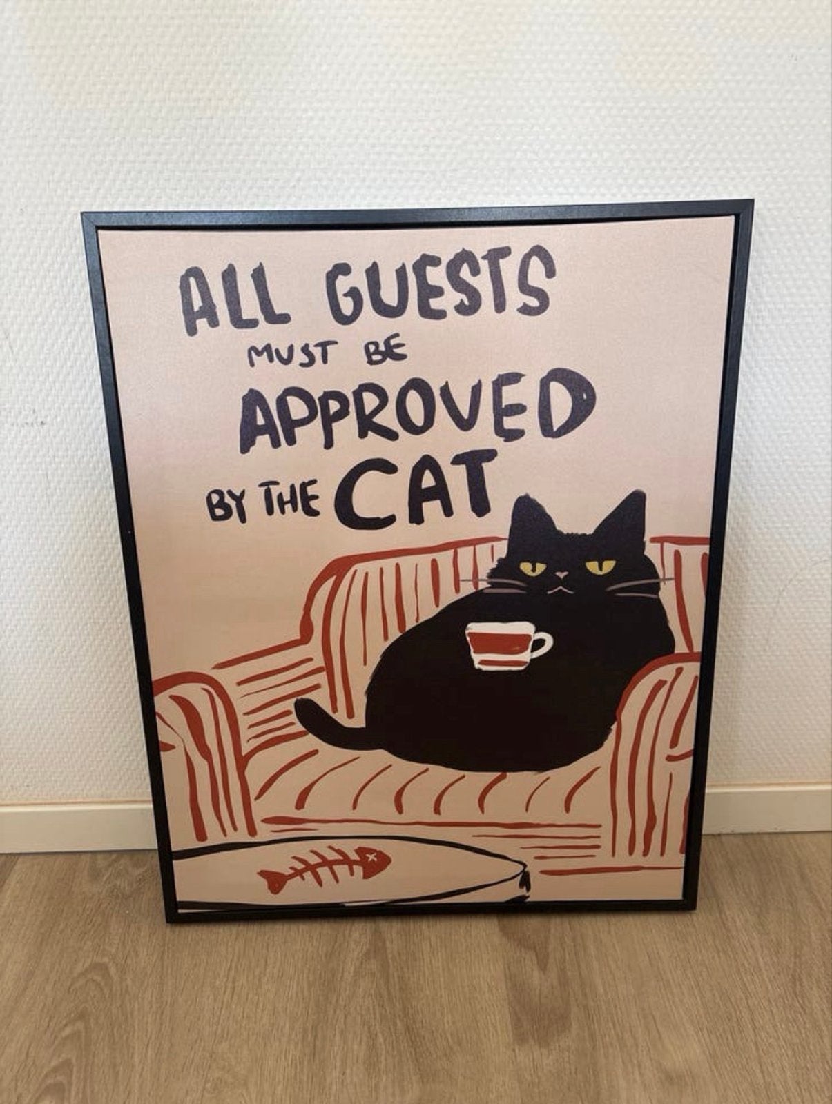Leuk katten schilderij: "All Guests Must Be Approved by the, Antiek en Kunst, Ophalen, Hout, Dieren, Print