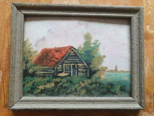 Oud Schilderij boerderij schuur gesigneerd 1940, Ophalen