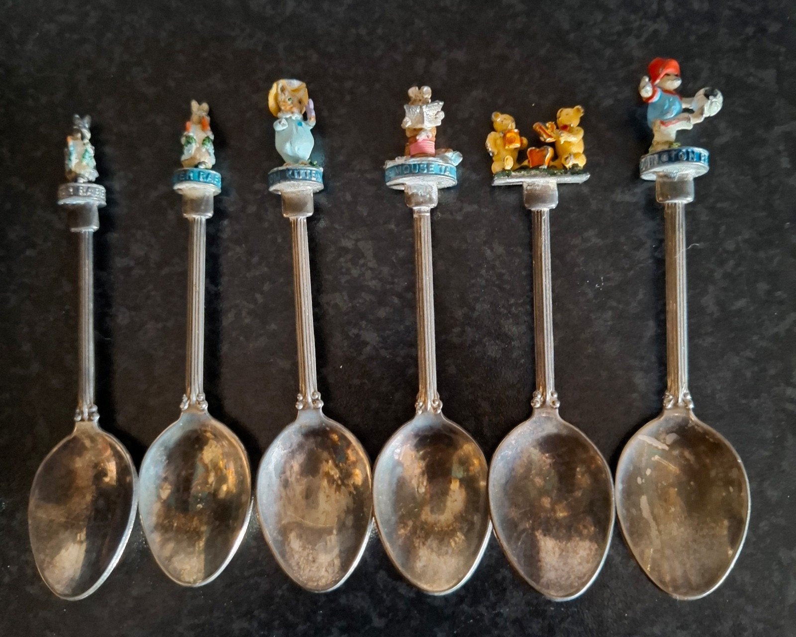 6 verzilverde Paddington en Peter Rabbit lepeltjes, Ophalen of Verzenden