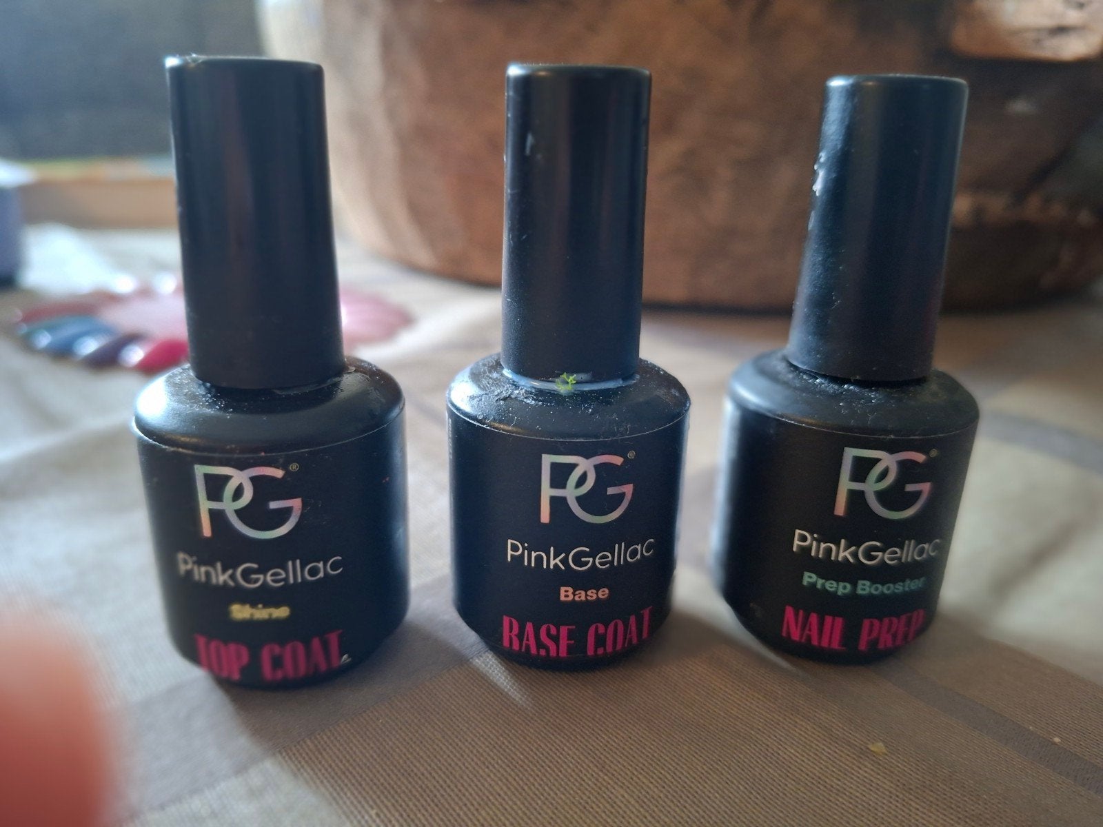 pink gellac nail prep, base coat en top coat., Ophalen of Verzenden, Zo goed als nieuw, Overige kleuren, Handen en Nagels